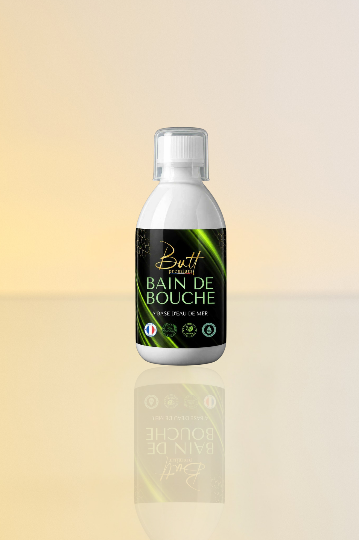 Flacon de bain de bouche vegan fabriqué en France Butt Premium