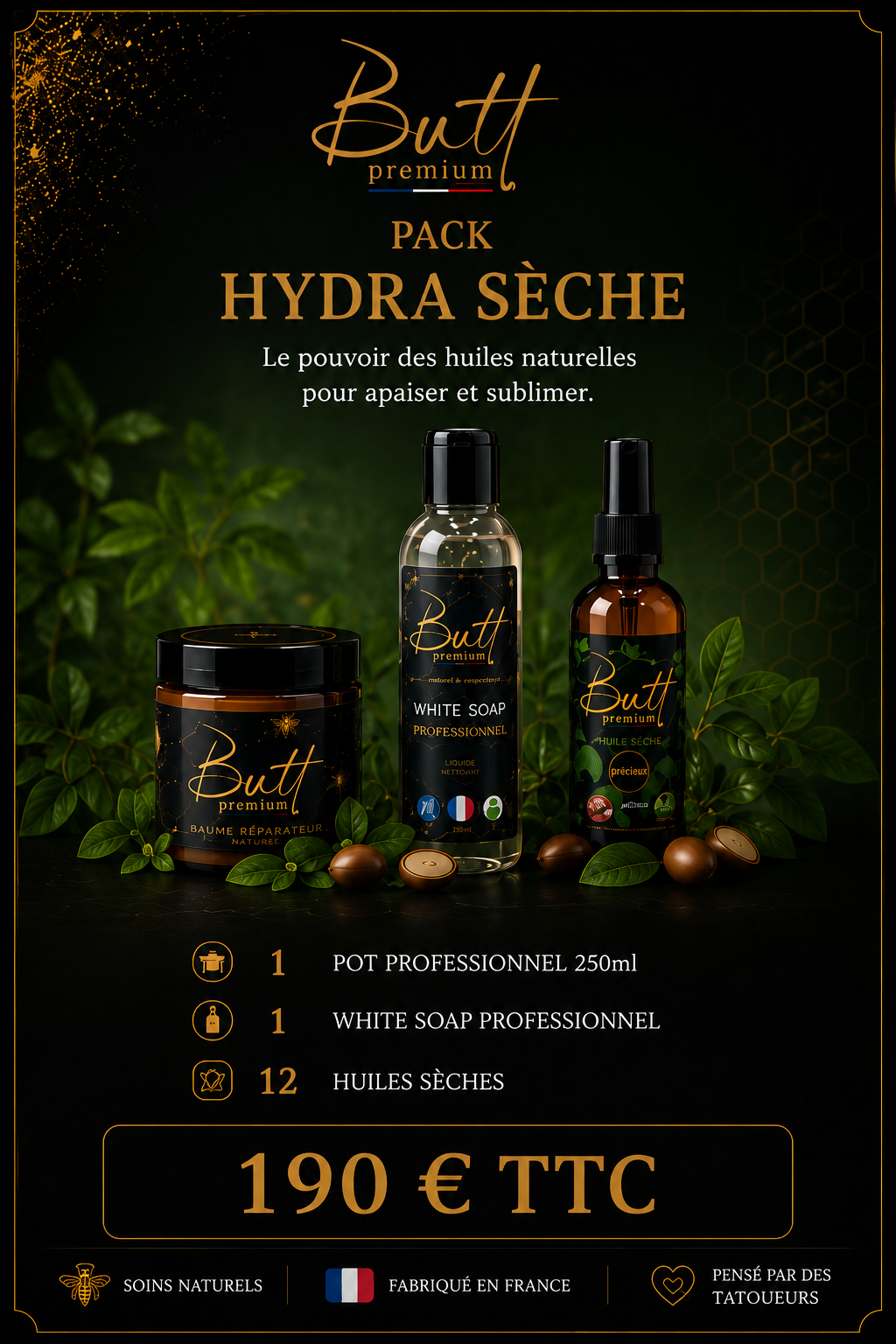Pack Hydra Sèche Butt Premium - offre B2B pour salons de tatouage