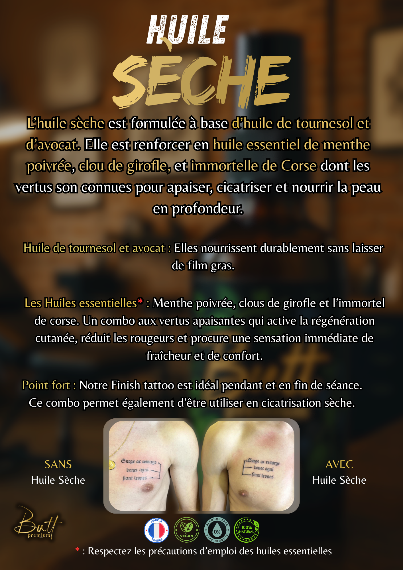 Duo nutrition et protection tatouage - actifs naturels immortelle de Corse et cade