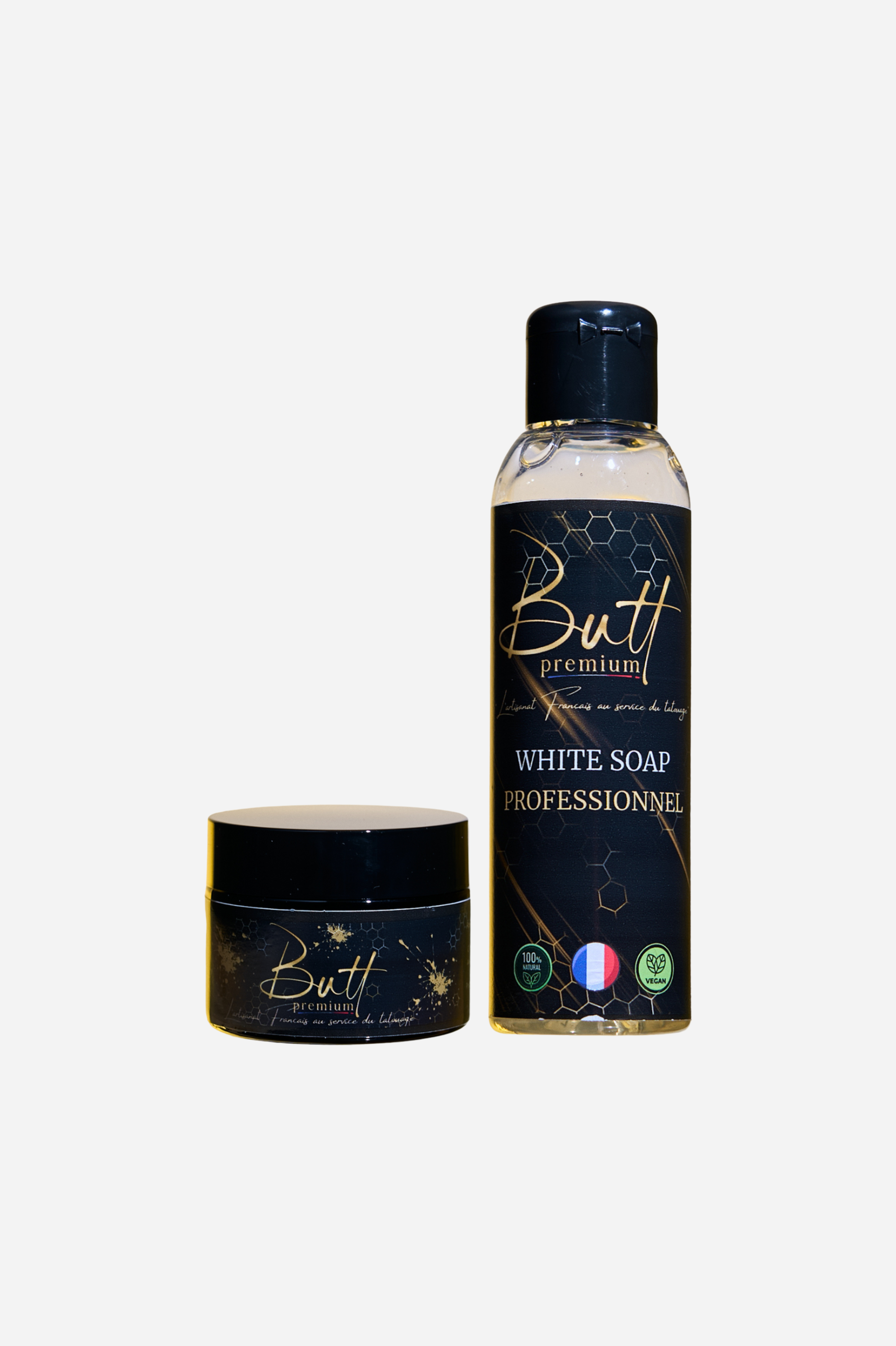Kit de soins tatouage naturel Butt Premium - duo baume réparateur et savon pH doux