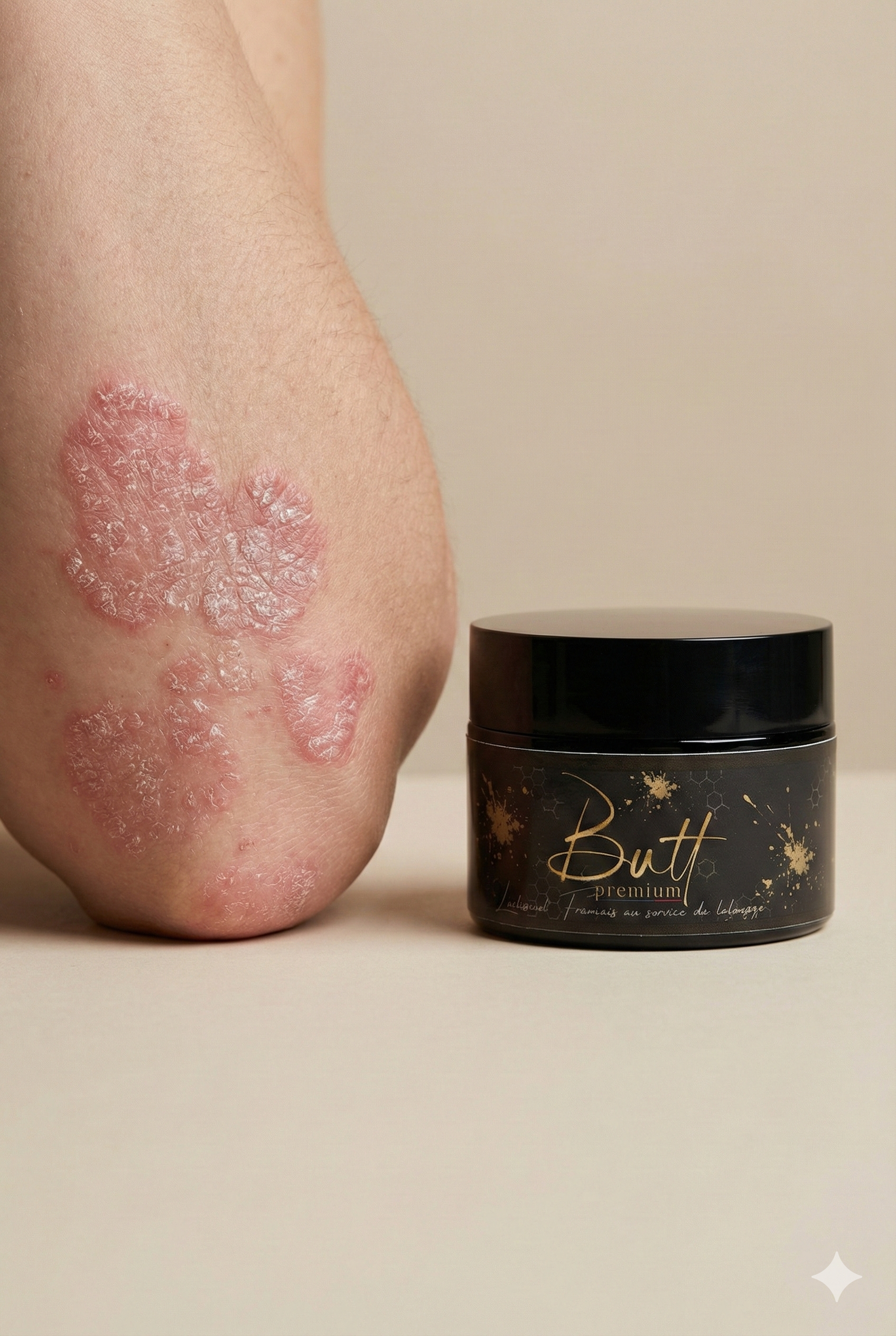 Application du Baume Réparateur Butt Premium 250ml sur peau sèche et sensible